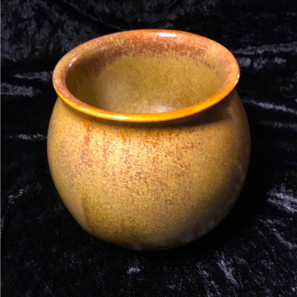 Vintage Partylite Brown and Gold Glazed Ceramic Votive Candleholder